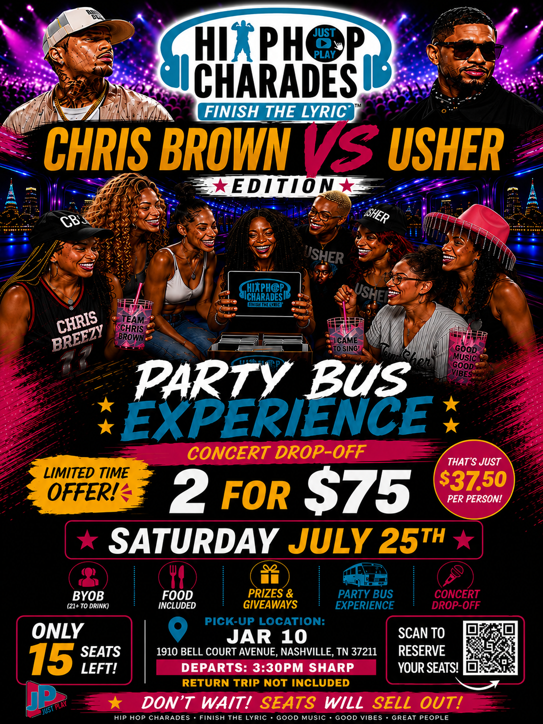 Usher vs Chris Brown Party Bus Pregame - Concert drop off